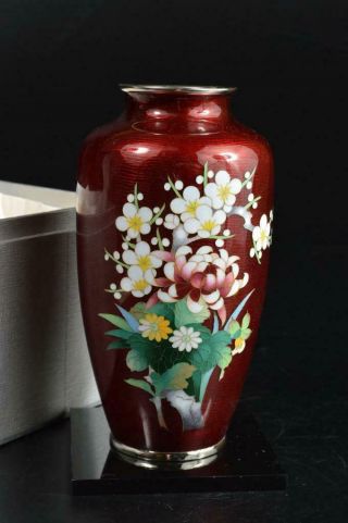 T7425: Japanese Metal Shippo Flower Inlay Flower Vase Ikebana Tea Ceremony