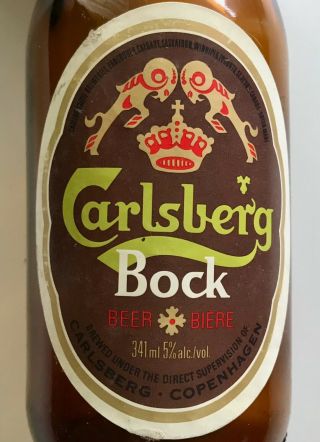 Vtg Carlsberg Bock Stubby Beer Bottle 12oz Brown Carling O " Keefe Cap Label 1980s