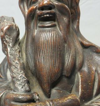 A072: Japanese OLD BIZEN ware aged god JURO - JIN statue with wonderful work 4
