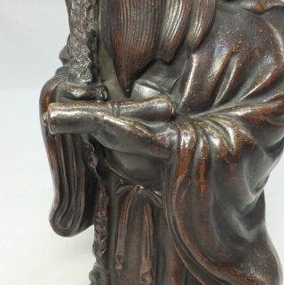 A072: Japanese OLD BIZEN ware aged god JURO - JIN statue with wonderful work 6