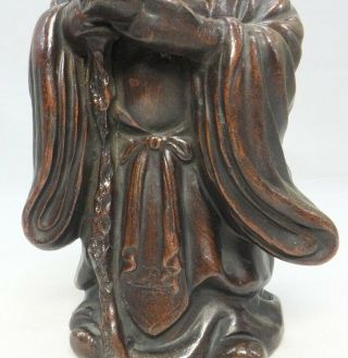 A072: Japanese OLD BIZEN ware aged god JURO - JIN statue with wonderful work 7