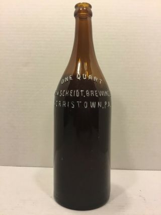 Adam Scheidt Brewing Co.  Pre - Pro Amber Embossed Quart Bottle,  Norristown,  Pa