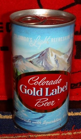 Stunning Lighter Blue Colorado Gold Label Pull Tab Top Beer Can Walter Pueblo