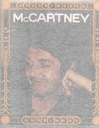 Paul Mccartney Plus 8 Other Full Size Vintage 70s Iron On T Shirt Transfer,  Nos