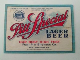 Pa - Irtp - Pitt Special - 12oz - Fort Pitt Brg Co - Pittsburgh - A6891