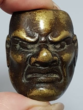A Wonderful Edo/meiji Period Bronze Netsuke Of A Noh Mask.