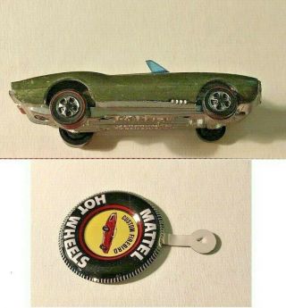 C.  1967 Vintage Hot Wheels Custom Firebird Green Redline Convertible,  Pin