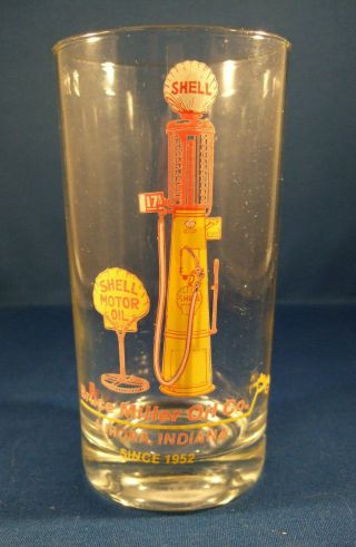 Vintage Bruce Miller Oil Co - Shell Motor Gas,  Aurora Indiana Drinking Glass