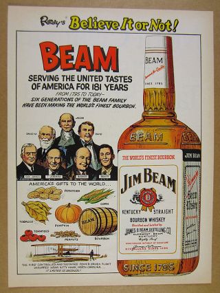 1976 Jim Beam Bourbon Big Bottle Illustration Art Vintage Print Ad