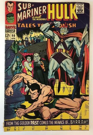Tales To Astonish 90 Incredible Hulk Marvel Comics 1967 Vg,  1st Abomination App