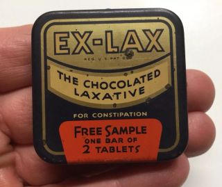 Vintage Ex - Lax The Chocolated Laxative Small Advertising Tin