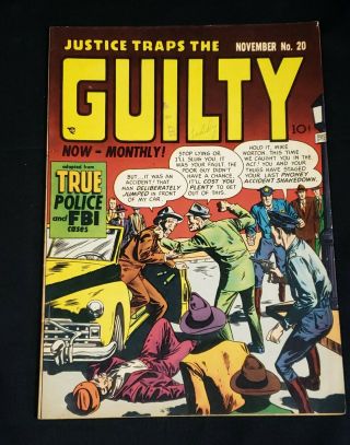Justice Traps The Guilty 20 11/1950 Prize Publications Comic Book True Fbi Cops