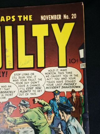 JUSTICE TRAPS THE GUILTY 20 11/1950 PRIZE PUBLICATIONS Comic Book TRUE FBI COPS 3