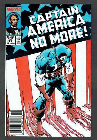 Captain America 332 Marvel Comics Copper Age Vf/nm 1987 Captain America Resigns