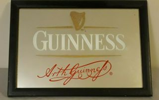 Guinness Arth Guinnefs Black Framed Mirrored Beer Pub Sign