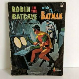 Vintage Batman And Robin Coloring Book " Robin In The Batcave With Batman 1966