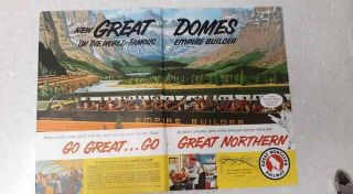 1955 Vintage Ad For Great Northern Railway`domes Art Mountains Map Full Page