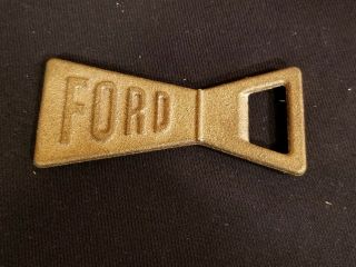 Cast Iron Metal Bottle Opener Ford With Sprayed On Gold Patina (heavy 4 1/2 Oz)