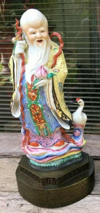 Antique Porcelain Figure Old Chinese Wise Man Statue 1920 