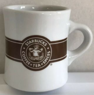 Starbucks 10oz Brown White Split Tail Siren Mermaid Logo Coffee Tea Spices Mug