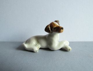 Tiny Jack Russell Dog Small Pets Miniatures Ceramic Animal Figurine Collectible