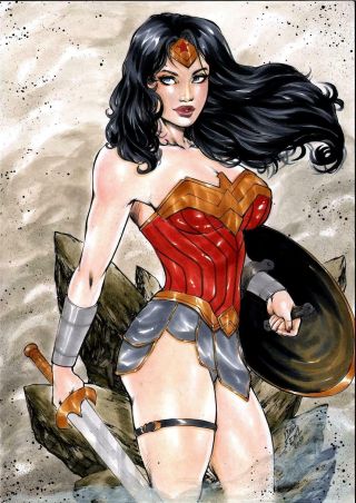 Wonder Woman By Lanio Sena - Comic Art Drawing Illustration 11x17