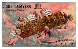 Liggett & Myers Tobacco Co.  Cherubs Carry Star Tobacco Plug Victorian Trade Card