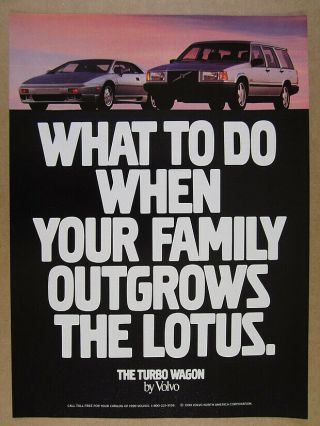 1991 Volvo Turbo Wagon & Lotus Esprit Photo Vintage Print Ad