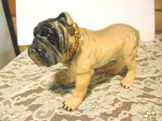 Fantastic Large Vtg Porcelain Bulldog Signed K.  L.  Fuller