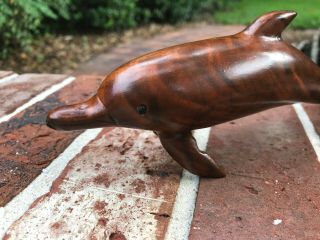 Wooden Dolphin Porpoise Figure 7.  5 " Hand Carved,  Unmarked