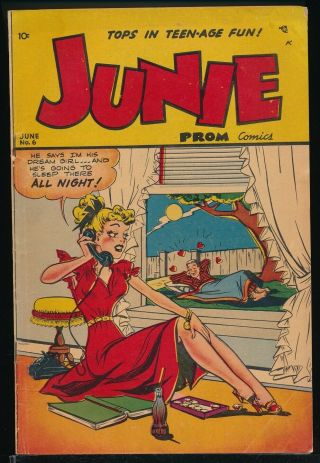 Junie Prom Comics No.  6 1949 Pre - Code Teenage Comic Book Leggy Gga Cover Vg/fn