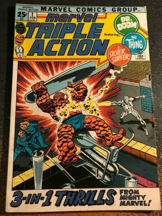 Marvel Triple Action 1 1971 Marvel W/ Fantastic Four,  Silver Surfer Very Fine,