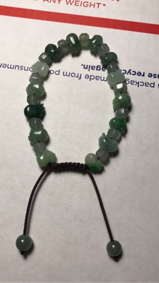 100 Natural Burmese A Grade Jadeite Jade Adjustable Woven Pig Bracelet A 788