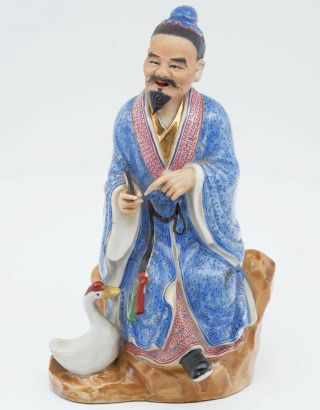 Chinese Famille Rose Porcelain Biscuit Figure Of A Sage Jingdezhen Fujian
