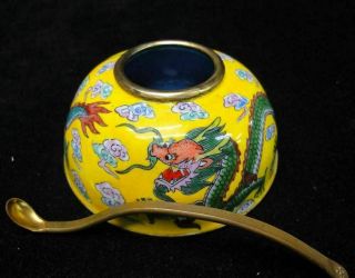 Old Chinese Hand Painting Dragon Bronze Brush Washer Water Pot " Qianlong " Mark