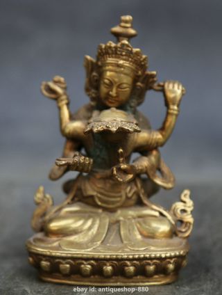 4.  3 " Tibet Tibetan Buddhism Cloister Bronze Mandkesvara Yab - Yum Buddha Statue欢喜佛