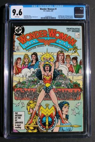 Wonder Woman 1 Perez Gga Begins 1987 Post - Crisis Copper Age Origin Cgc Nm,  9.  6