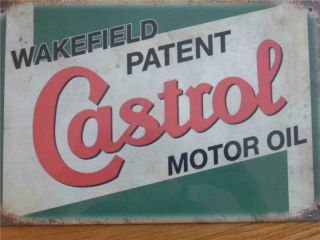 Vintage Metal Advertising Sign Garage Wall Plaque Wakefield Castrol Motor Oil