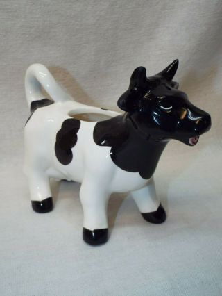 Antique Vintage Porcelain Black/white Cow Creamer Figure