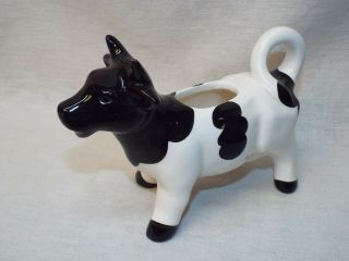 Antique Vintage Porcelain Black/White Cow Creamer Figure 2