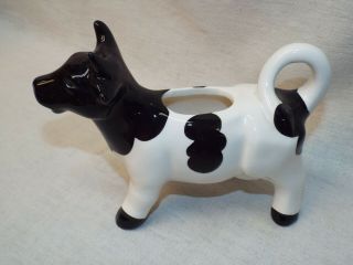 Antique Vintage Porcelain Black/White Cow Creamer Figure 3