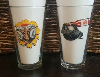 2 Texas Beer Pint Glasses.  Lone Star Armadillo Logo & Shined Bock 2