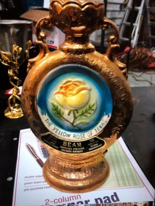 Vintage 1978 Beauty Yellow Rose Of Texas Jim Beam Decanter