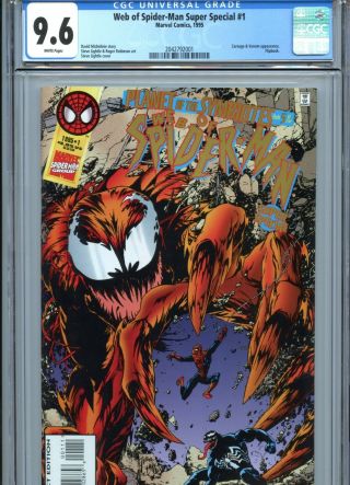 Web Of Spider - Man Special 1 Cgc 9.  6 White Pages Venom Carnage Marvel 1995