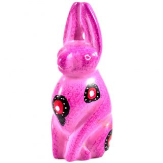 Smolart Hard Carved Soapstone Pink Bunny Rabbit Figurine Made In Kenya
