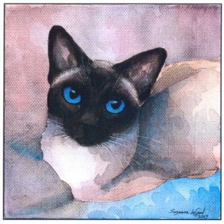 Siamese Cat Art Print Large Traditional From Painting Suzanne Le Good