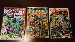 Giant Size Defenders 1,  2,  & 3 Fn - Vf 1st Korvac 1974/1975 Marvel Comics