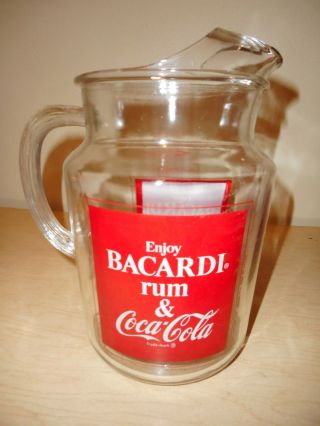 Vintage Bacardi Rum And Coke Glass Pitcher