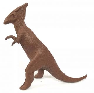 Vintage Marx Parasaurolophus Plastic Dinosaur Prehistoric Playset Red Brown