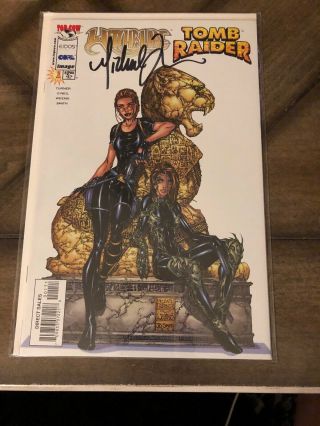 Witchblade / Tomb Raider 1 Signed By Michael Turner W/coa Vf/nm